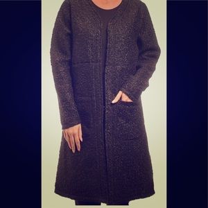 Women’s Black Boucle Duster with Pockets Size Sm